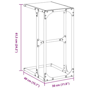 vidaXL Side Table with Black Glass 40x30x61.5 cm Steel