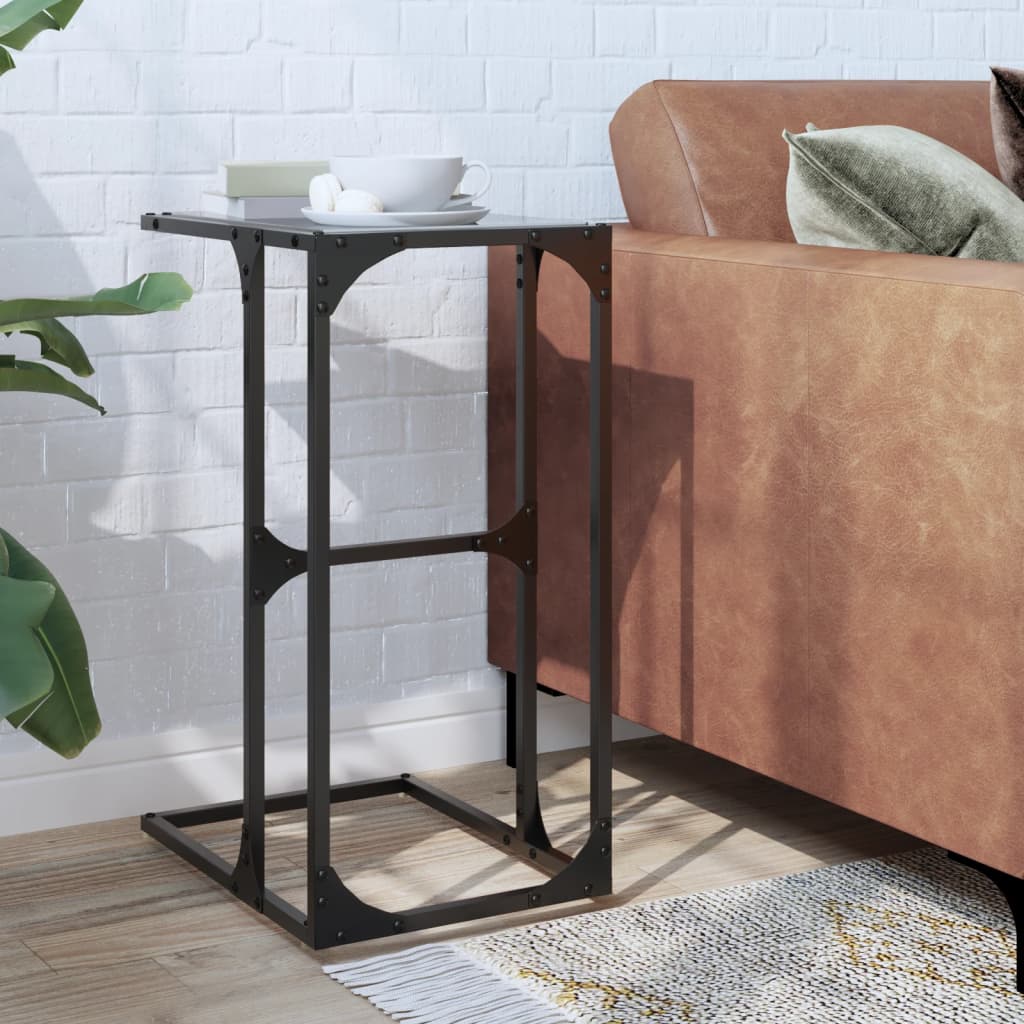 vidaXL Side Table with Black Glass 40x30x61.5 cm Steel