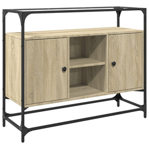 vidaXL Sideboard with Glass Top Sonoma Oak 98x35x81 cm Engineered Wood