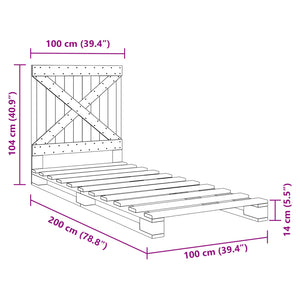 vidaXL Bed Frame without Mattress with Headboard 100x200 cm Solid Wood