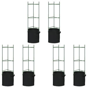 vidaXL Tomato Cages with Plant Bags 6 pcs 116 cm Steel and PP