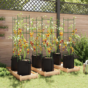 vidaXL Tomato Cages with Plant Bags 6 pcs 154 cm Steel and PP