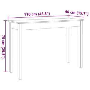 vidaXL Console Table Wax Brown 110x40x75 cm Solid Wood Pine