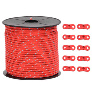 vidaXL Tent Guy Rope with Reflective Strips and Spanners 50 m 4 mm