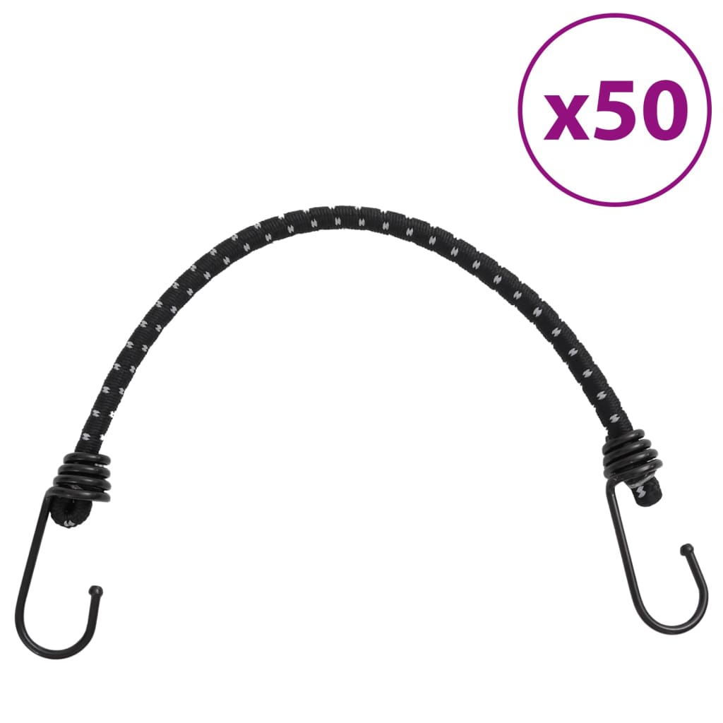 vidaXL Bungee Cords with Reflective Strips and Hooks 50 pcs 38 cm