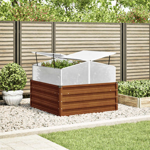 vidaXL Garden Planter with Green House Weathering Steel