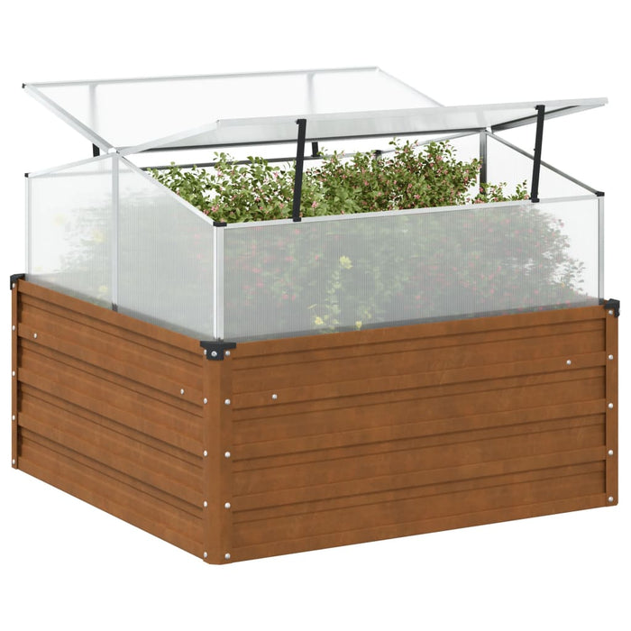 vidaXL Garden Planter with Green House Weathering Steel