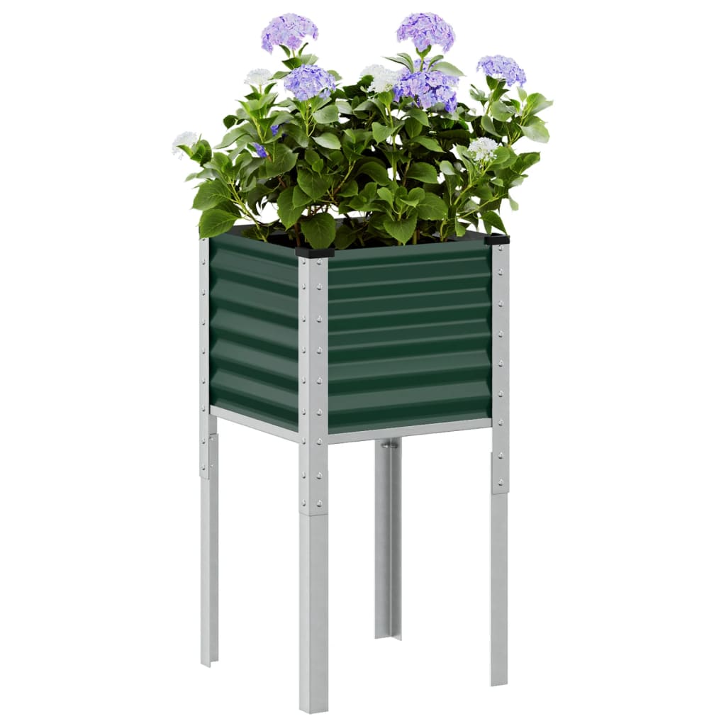 vidaXL Garden Planter Green 45x45x88 cm Steel