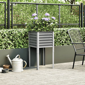 vidaXL Garden Planter Grey 45x45x88 cm Steel