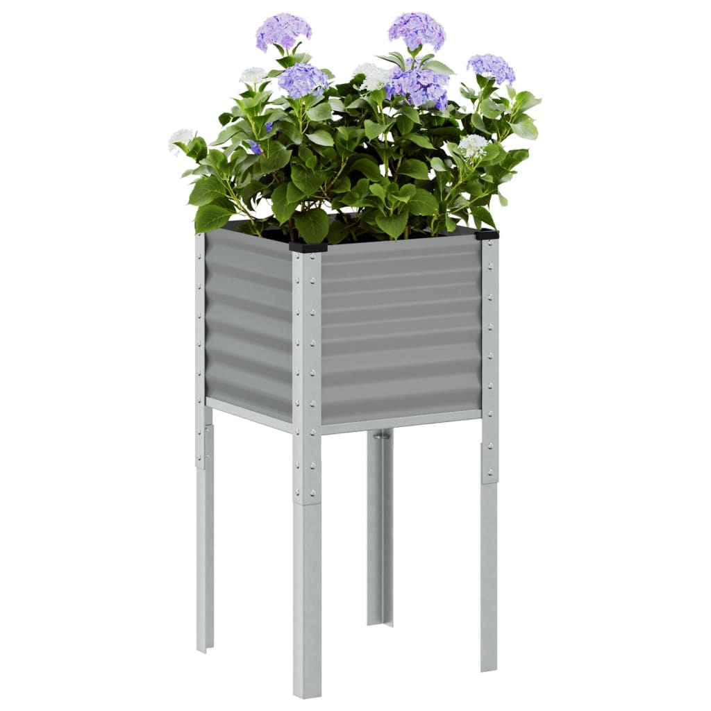 vidaXL Garden Planter Grey 45x45x88 cm Steel