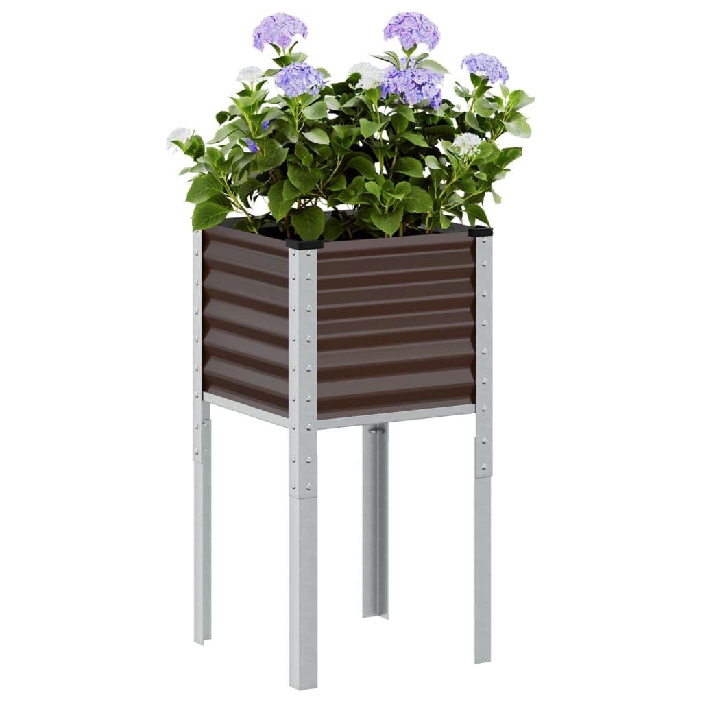 vidaXL Garden Planter Brown 45x45x88 cm Steel