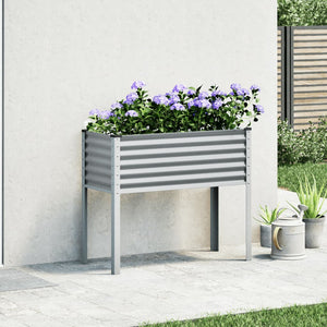 vidaXL Garden Planter Grey 100x41x90 cm Steel