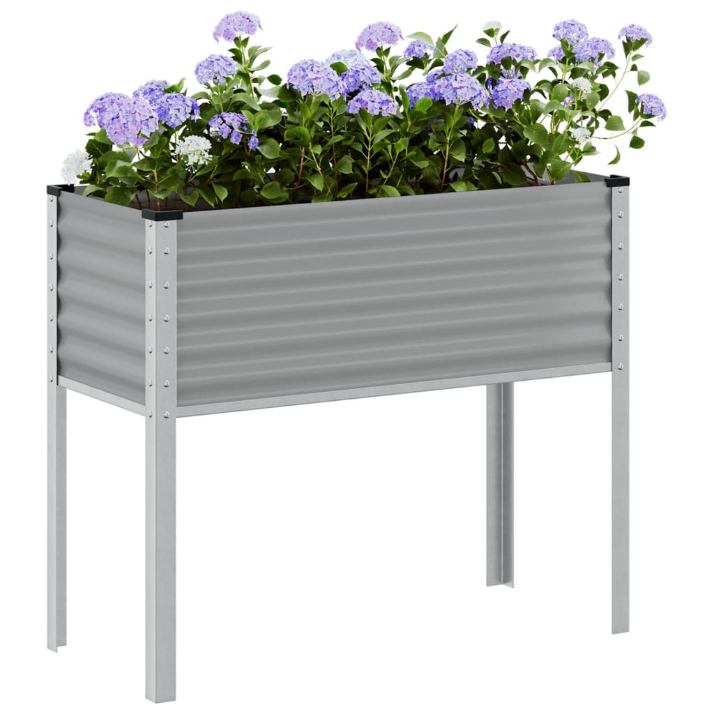 vidaXL Garden Planter Grey 100x41x90 cm Steel