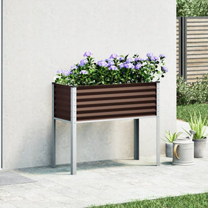 vidaXL Garden Planter Brown 100x41x90 cm Steel