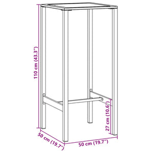 vidaXL Bar Table Black 50x50x110 cm Powder-coated Steel