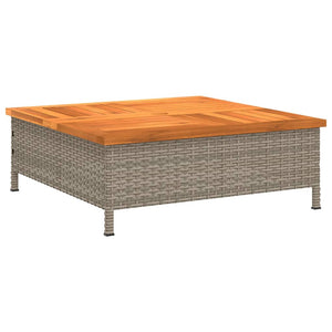 vidaXL Garden Table Grey 70x70x25 cm Rattan and Acacia Wood