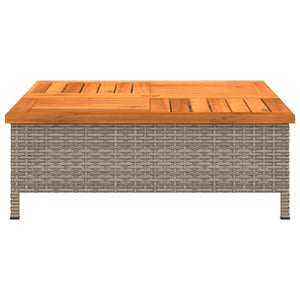 vidaXL Garden Table Grey 70x70x25 cm Rattan and Acacia Wood