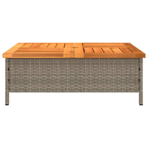 vidaXL Garden Table Grey 70x70x25 cm Rattan and Acacia Wood