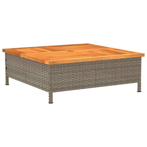 vidaXL Garden Table Grey 70x70x25 cm Rattan and Acacia Wood