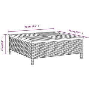 vidaXL Garden Table Grey 70x70x25 cm Rattan and Acacia Wood