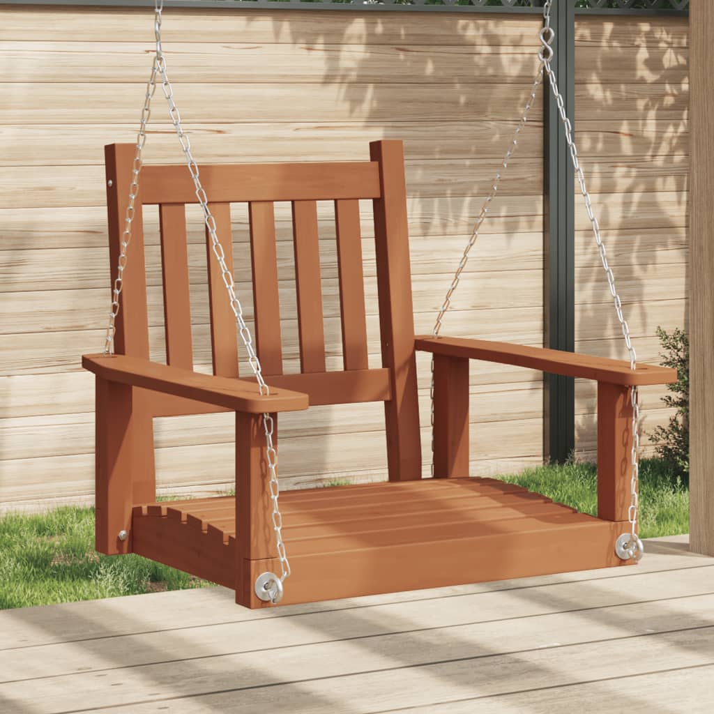 vidaXL Garden Swing Chair with Metal Chains Brown Solid Wood Fir