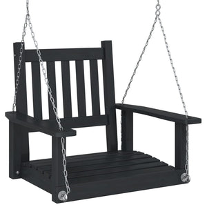 vidaXL Garden Swing Chair with Metal Chains Black Solid Wood Fir