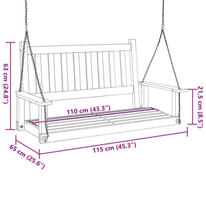 vidaXL Garden Swing Bench with Metal Chains Brown Solid Wood Fir