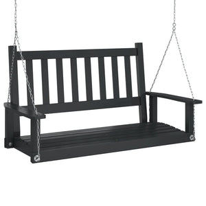 vidaXL Garden Swing Bench with Metal Chains Black Solid Wood Fir