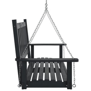 vidaXL Garden Swing Bench with Metal Chains Black Solid Wood Fir