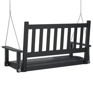 vidaXL Garden Swing Bench with Metal Chains Black Solid Wood Fir