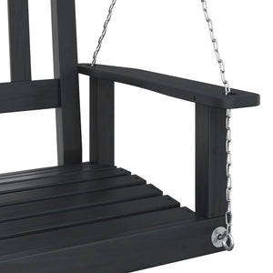 vidaXL Garden Swing Bench with Metal Chains Black Solid Wood Fir