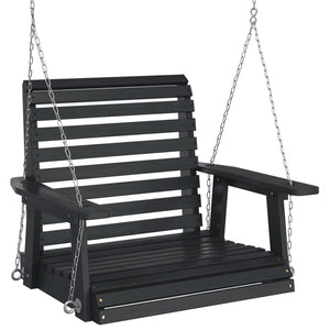 vidaXL Garden Swing Chair with Metal Chains Black Solid Wood Fir