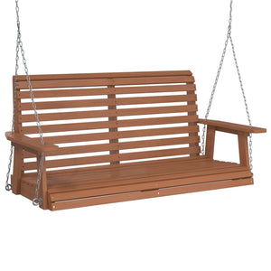 vidaXL Garden Swing Bench with Metal Chains Brown Solid Wood Fir