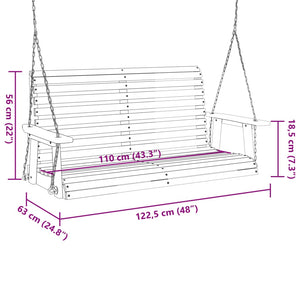 vidaXL Garden Swing Bench with Metal Chains Brown Solid Wood Fir