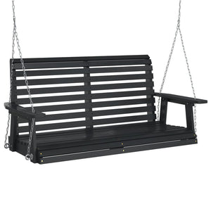 vidaXL Garden Swing Bench with Metal Chains Black Solid Wood Fir