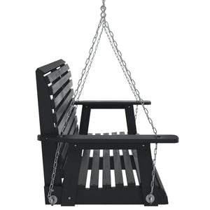 vidaXL Garden Swing Bench with Metal Chains Black Solid Wood Fir