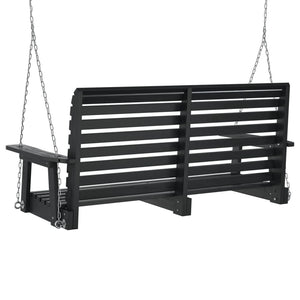 vidaXL Garden Swing Bench with Metal Chains Black Solid Wood Fir