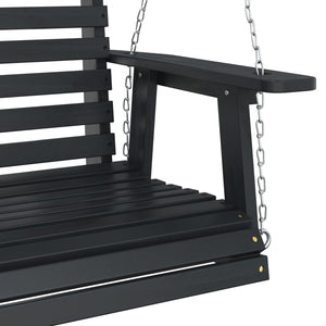 vidaXL Garden Swing Bench with Metal Chains Black Solid Wood Fir