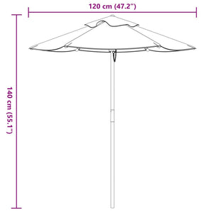 vidaXL Garden Umbrella for Kids with Wooden Pole Ø120x140 cm