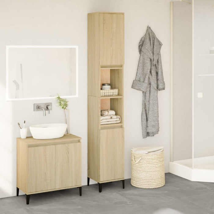 vidaXL Bathroom Cabinet Sonoma Oak 30x30x190 cm Engineered Wood