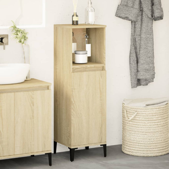 vidaXL Bathroom Cabinet Sonoma Oak 30x30x100 cm Engineered Wood