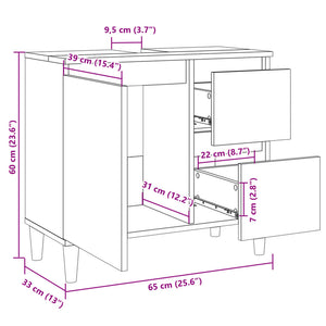 vidaXL Bathroom Cabinet Sonoma Oak 65x33x60 cm Engineered Wood