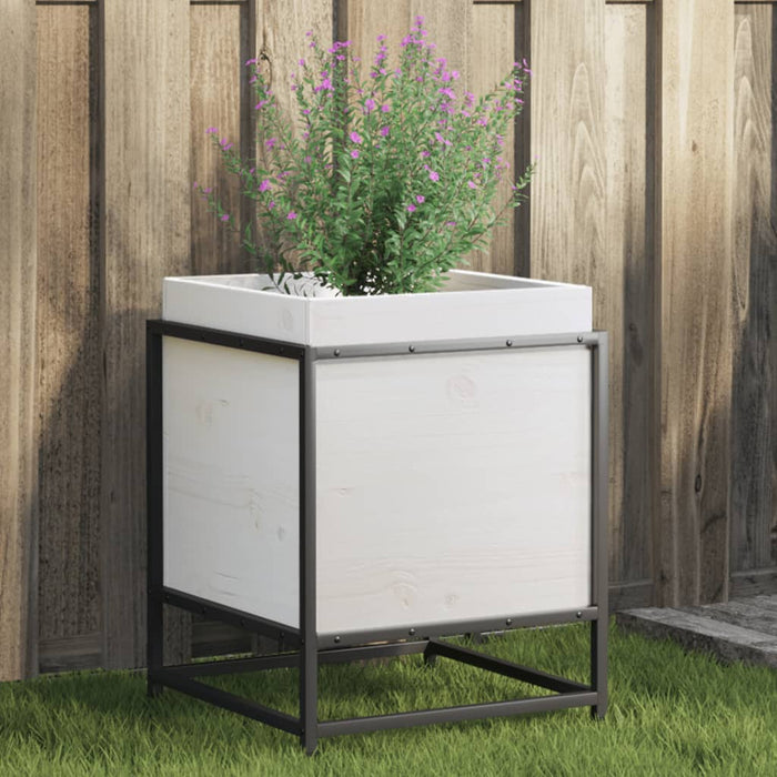 vidaXL Garden Planter White 40x40x50 cm Solid Wood Pine