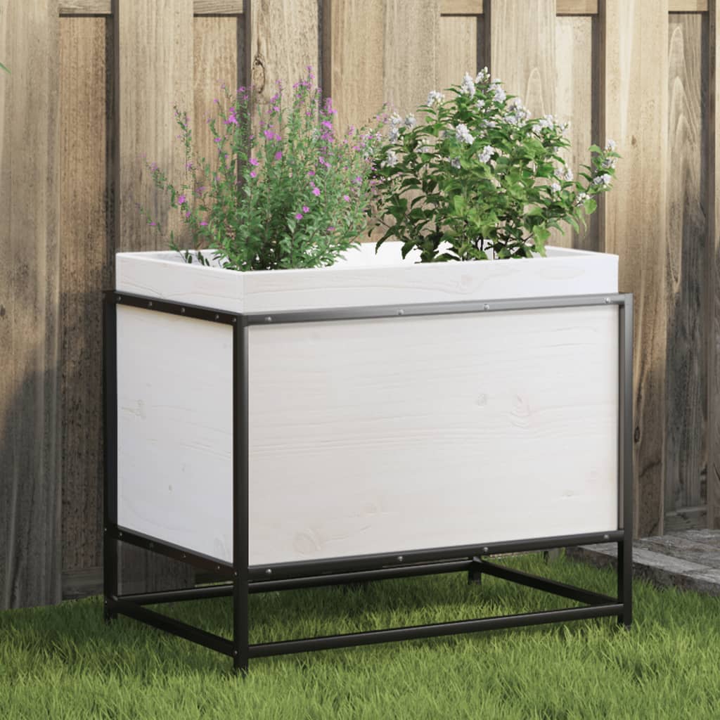 vidaXL Garden Planter White 60x40x50 cm Solid Wood Pine