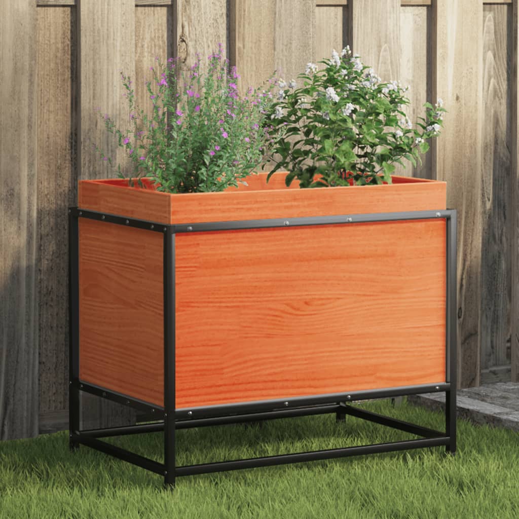 vidaXL Garden Planter Wax Brown 60x40x50 cm Solid Wood Pine