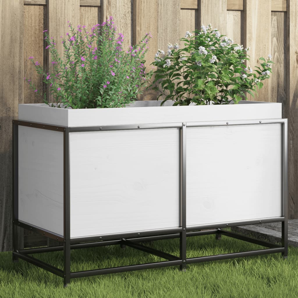 vidaXL Garden Planter White 80x40x50 cm Solid Wood Pine