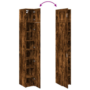 vidaXL Slim Storage Cabinet Smoked Oak 30x42.5x225 cm Engineered Wood