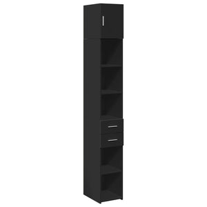 vidaXL Slim Storage Cabinet Black 30x42.5x225 cm Engineered Wood