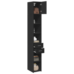 vidaXL Slim Storage Cabinet Black 30x42.5x225 cm Engineered Wood