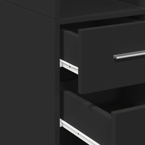 vidaXL Slim Storage Cabinet Black 30x42.5x225 cm Engineered Wood